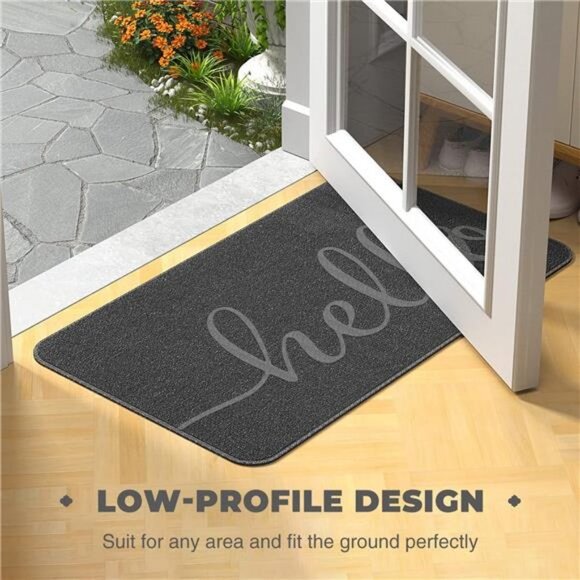 Front Door Mat, Non-Slip Entryway Rug, Resist Dirt Hello Welcome Mat (17X30'') - Picture 7 of 7